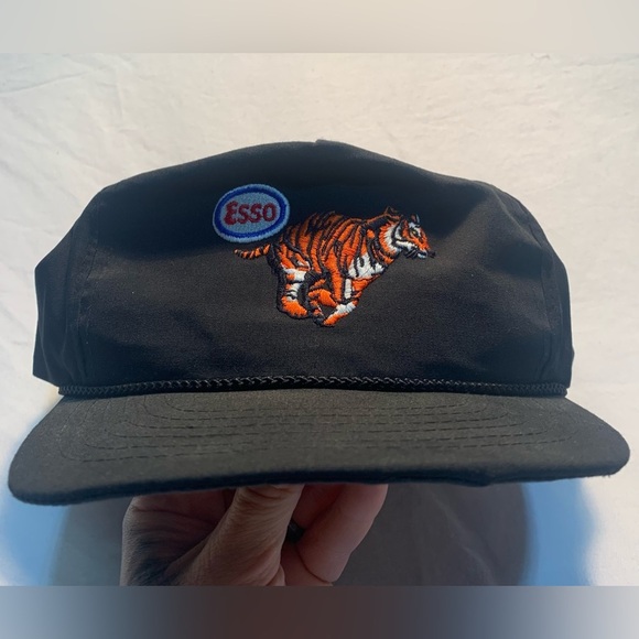 Vintage Black Esso Tiger Trucker Hat Snapback - Picture 5 of 6